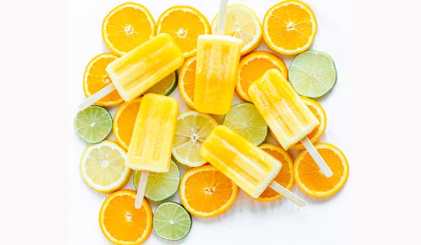 بستنی یخی میوه ای لیمو و پرتقال